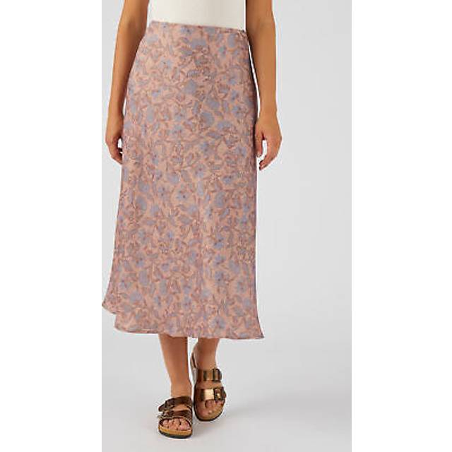 Printed satin skirt damart women small items bottoms flared on the waistline