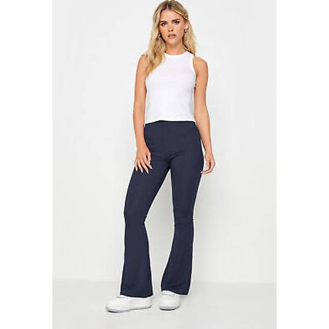 Pixiegirl Navy Blue Ribbed Flared Trousers 6 Pixiegirl | Petite Women's Flared & Bootcut Trousers