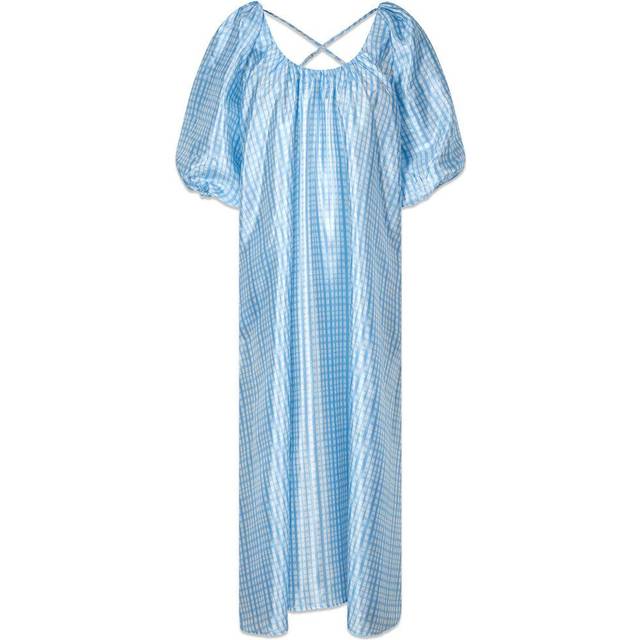 Stine Goya Sgteresa, 2067 Textured Poly Dam Midiklänningar Stl. M - Från Magasin - Blue Check (M)