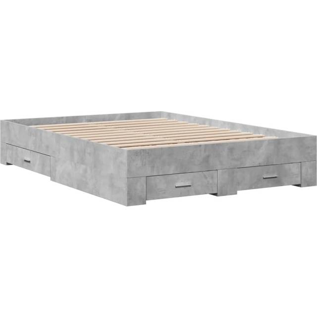 Sängram med lådor betonggrå 120x200 cm konstruerat trä