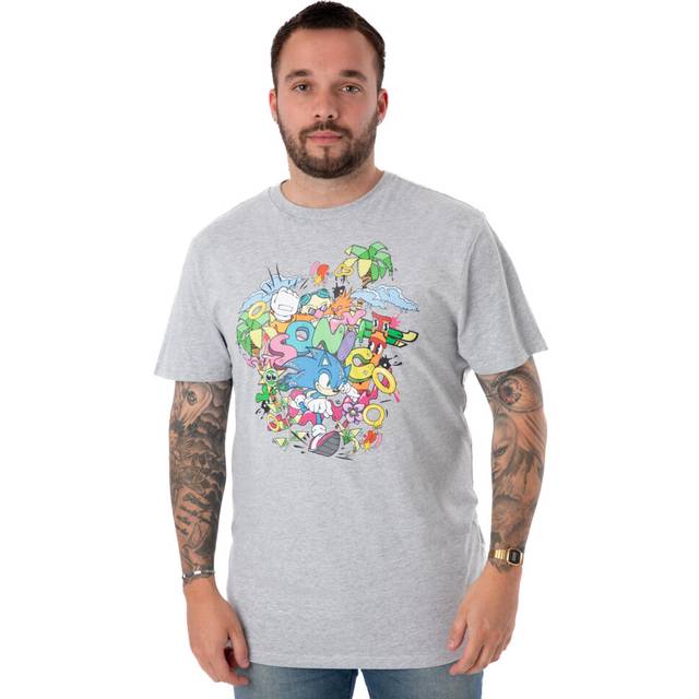 (Medium) Sonic the Hedgehog Short Sleeved T-Shirt (Mens Grey)