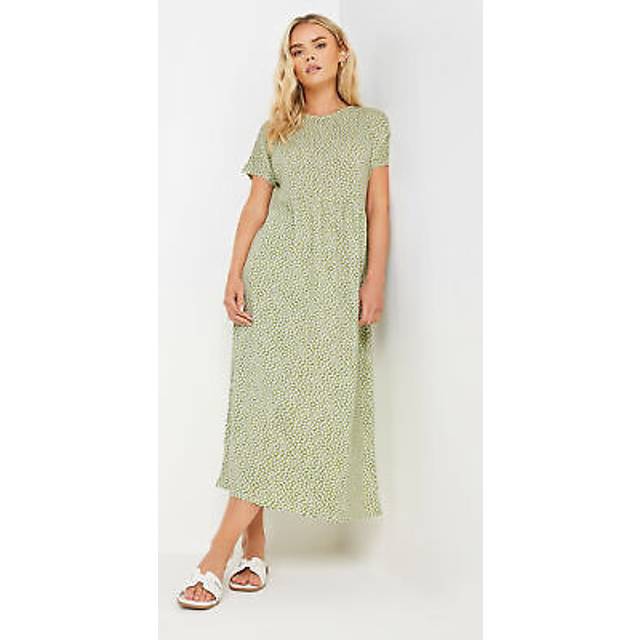 Pixiegirl Sage Green Ditsy Floral Print Midi Smock Dress 16 Pixiegirl | Petite Women's Midi Dresses