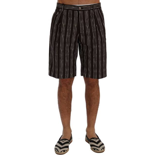Dolce & Gabbana Bordeaux White Striped Hemp Casual Shorts - IT44 | XS (IT48 | M)