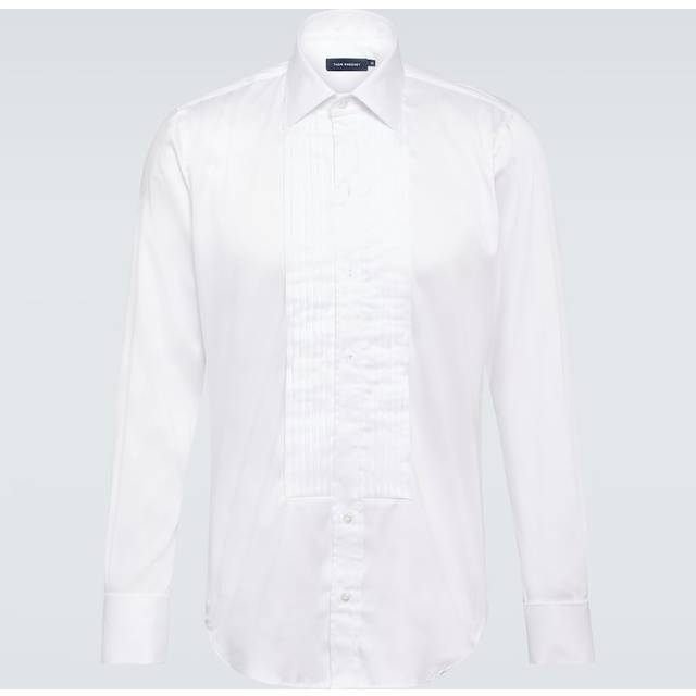 Thom Sweeney Cotton-blend poplin tuxedo shirt - white (UK 17)