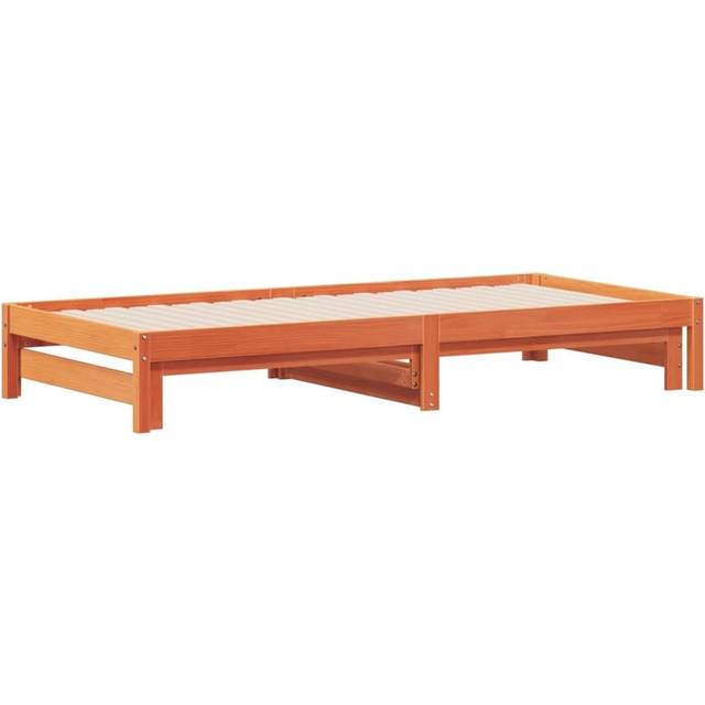 Dagbädd med extrasäng vaxad brun 90x200 cm massiv furu