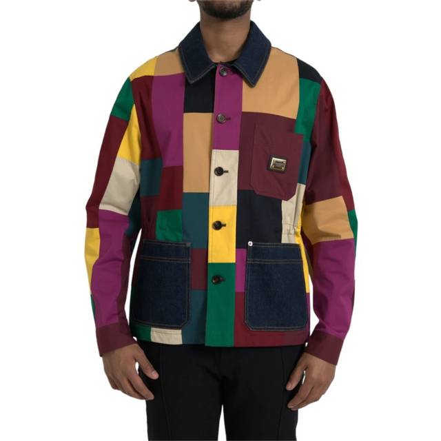 Dolce & Gabbana, Jacka, Herr, M, Bomull, Patchwork Bomull Kragejacka - multicolor (M)
