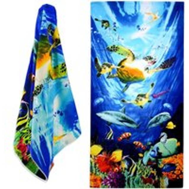 Large Microfibre Beach Bath Towel With Ocean Turtles Design Lightweight Sports Gym Towels