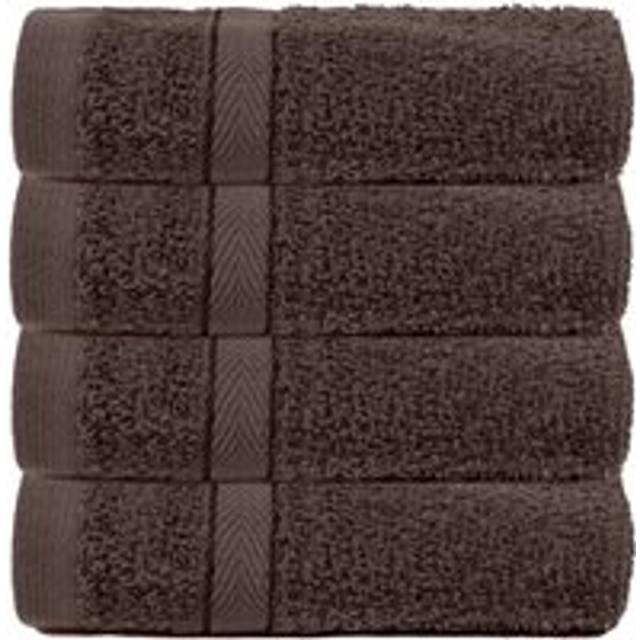Brentfords 100% Cotton 4 Pack Face Cloths - Chocolate - Brown