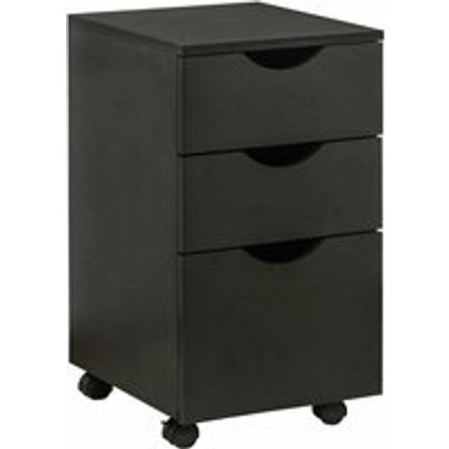 HOMCOM 3 Drawer Storage Cabinet with Wheels for Home Office, Black