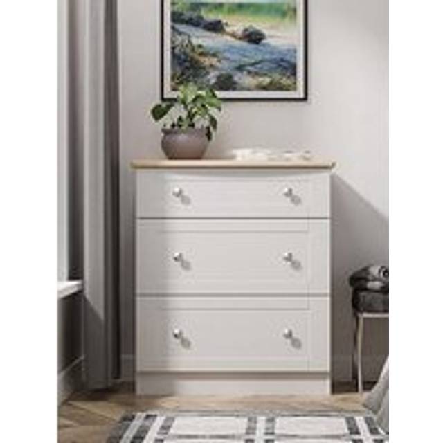 Welcome Furniture Ready Assembled New York 3 Drawer Deep Chest In Graphite, Grey