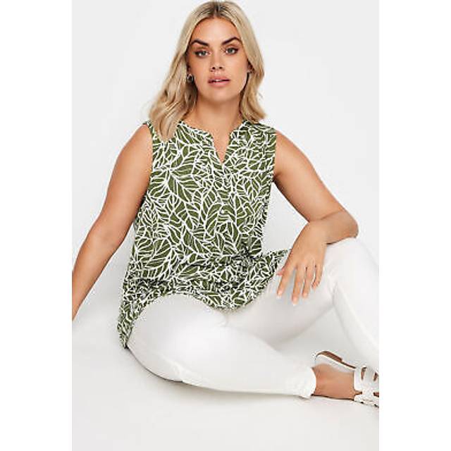 Yours curve women's plus size leaf print sleeveless blouse