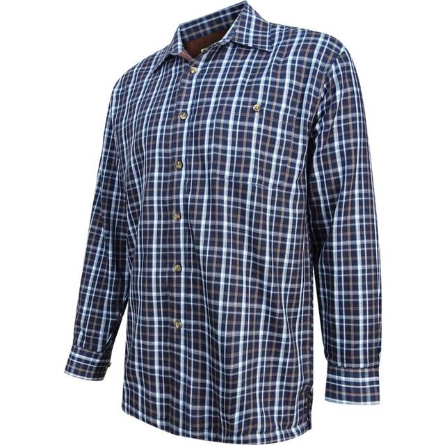 Hoggs of Fife FLST Fleece Lined Shirt L Navy/Brown - Navy/Brown Check