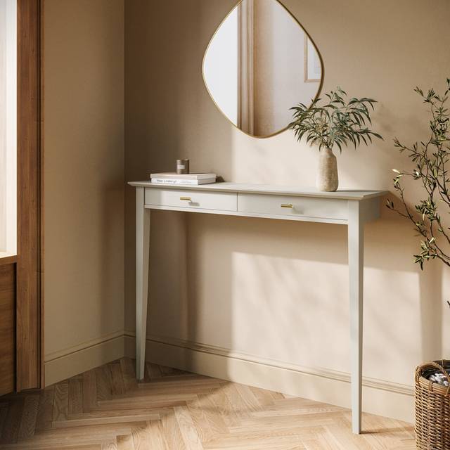 Small & Narrow Taupe Radiator Cover with Brass Handles - 115cm - Noa