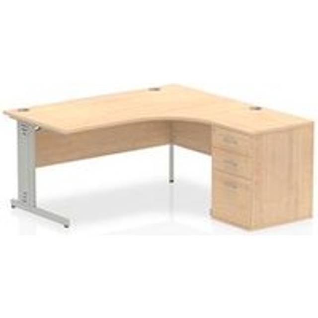 Impulse 1600 Right Crescent Desk Maple Cable Managed + Desk High Ped
