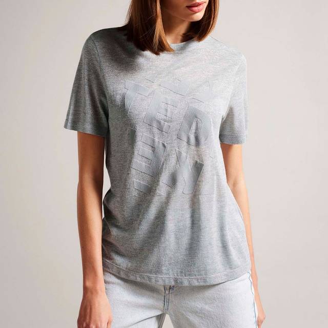 Ted Baker Womens Tedin Graphic T-Shirt in Grey viscose - Size 12 UK