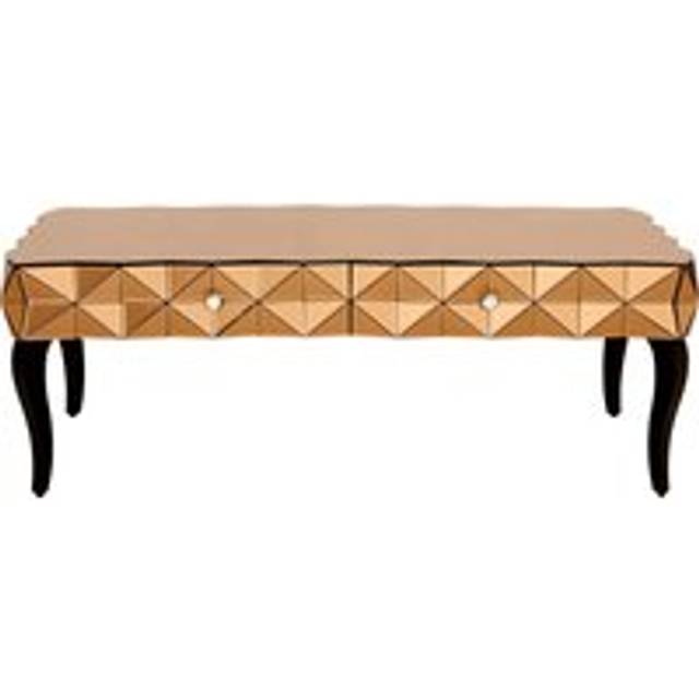 Modern Copper Coffee Table, Spacious Decorative Table With 3D Drawers, Rectangular Coffee Table For Bedrooms - Gold - One Size