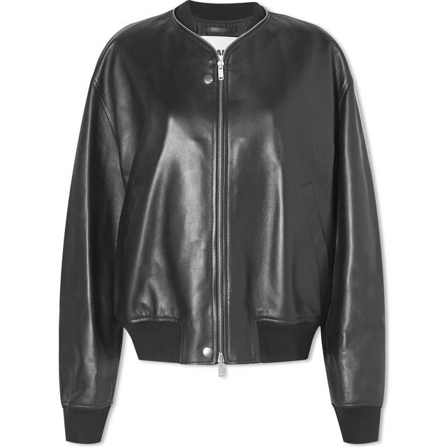 Black Leather Bomber Jacket