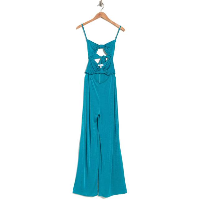 Topshop Woman Jumpsuit Deep teal Size L Polyester, Elastane - Green