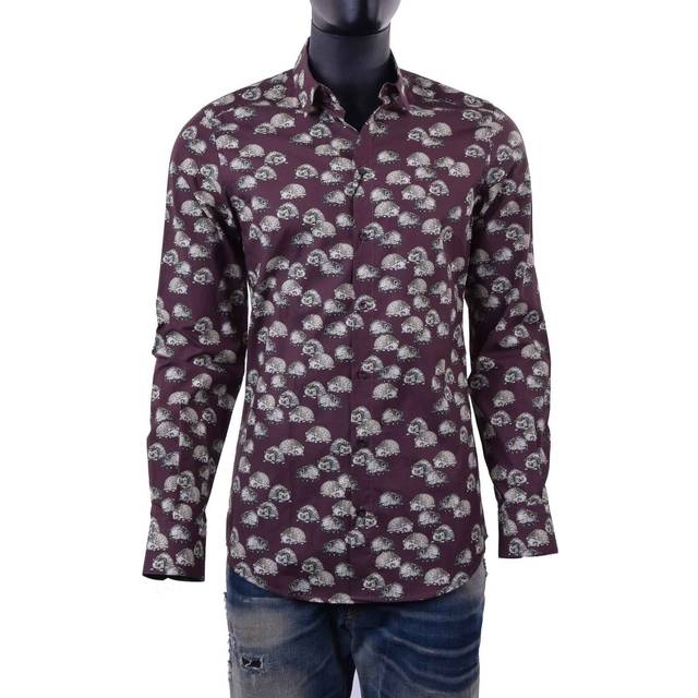 Dolce & gabbana hedgehog printed cotton shirt gold brown 06090