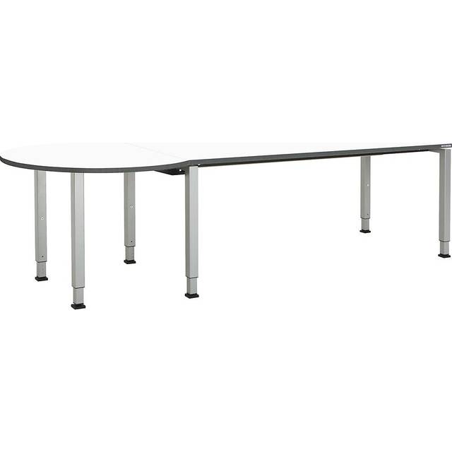 mauser height 650 – 850 mm, with bubble-end extension, height 650 - 850 mm, with bubble-end extension, WxD 1800 x 800 mm, white / aluminium silver, bubble-end extension on the left