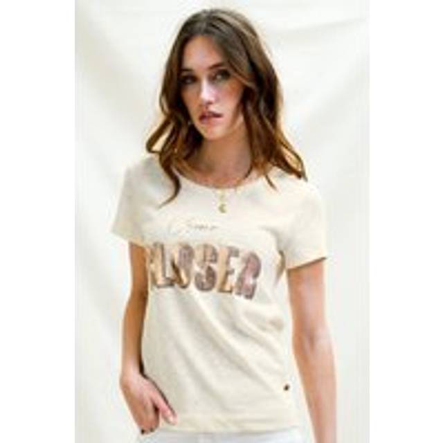 Come Closer T-Shirt | Ecru/ Gold - Yellow/Gold