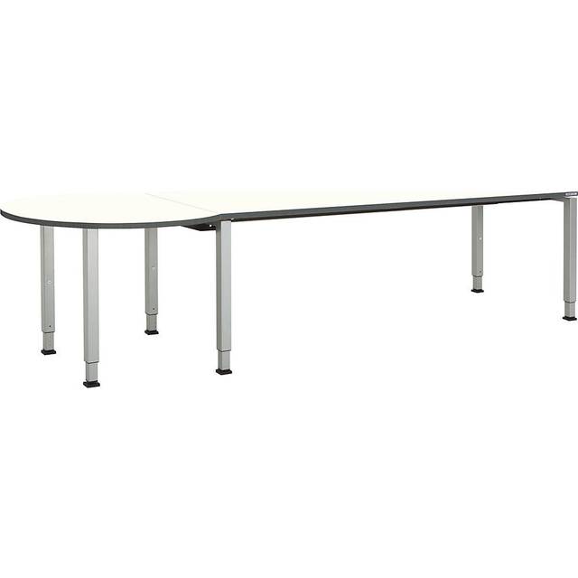 mauser height 650 – 850 mm, with bubble-end extension, height 650 - 850 mm, with bubble-end extension, WxD 2000 x 800 mm, white / aluminium silver, bubble-end extension on the left