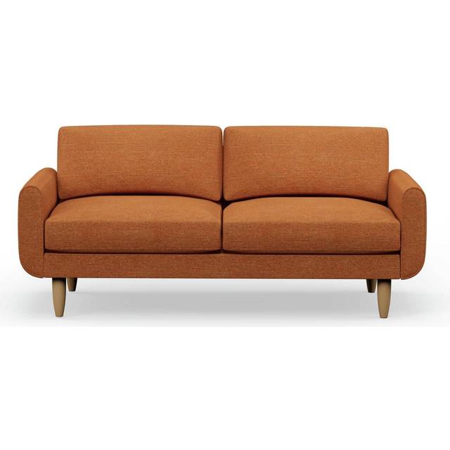 Hutch Fabric Round Arm 3 Seater Sofa - Rust