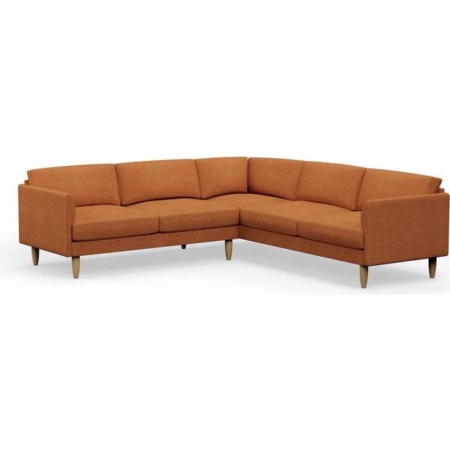 Hutch Fabric Curve Arm 7 Seater Corner Sofa - Rust