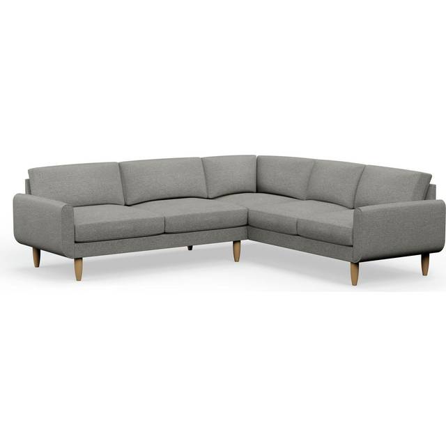 Hutch Fabric Round Arm 6 Seater Corner Sofa - Dove Grey