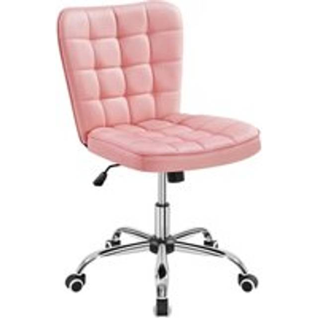 Modern Tufted Armless Desk Chair Task Chair Mid-back Office Chair, Pink - Yaheetech