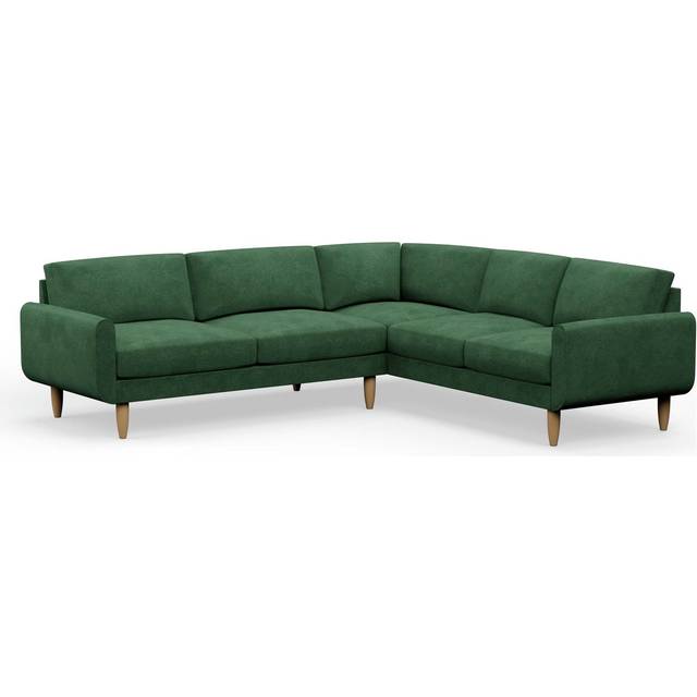 Hutch Velvet Round Arm 6 Seater Corner Sofa - Sage Green