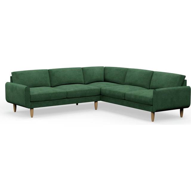 Hutch Velvet Round Arm 7 Seater Corner Sofa - Sage Green