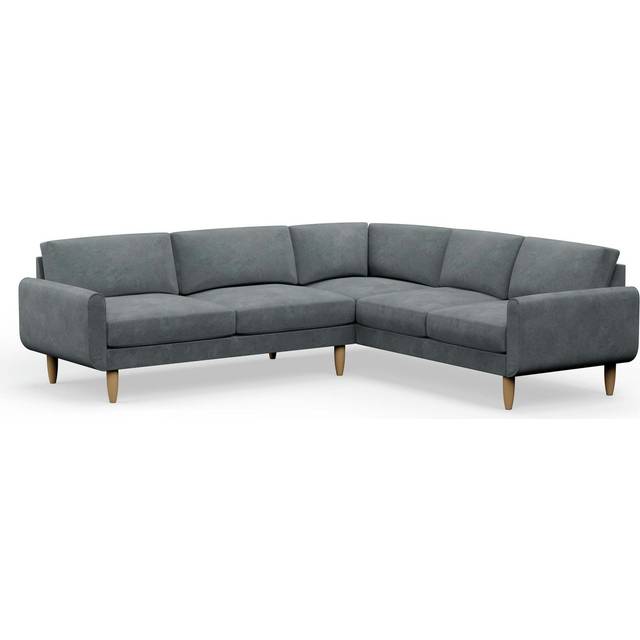 Hutch Velvet Round Arm 6 Seater Corner Sofa - Slate Grey