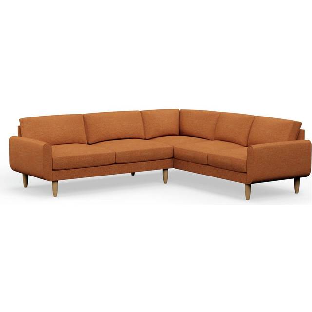 Hutch Fabric Round Arm 6 Seater Corner Sofa - Rust