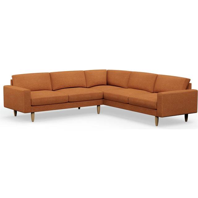 Hutch Fabric Block Arm 7 Seater Corner Sofa - Rust