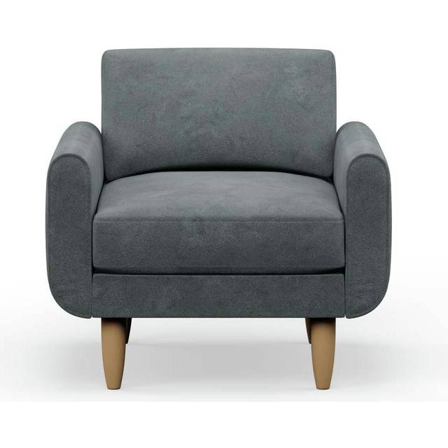 Hutch Velvet Round Arm Armchair - Slate Grey