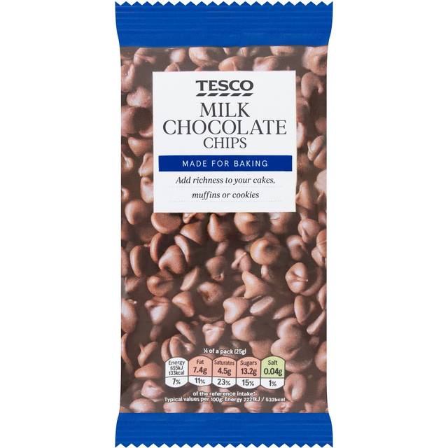 Tesco Milk Chocolate Chips 100G