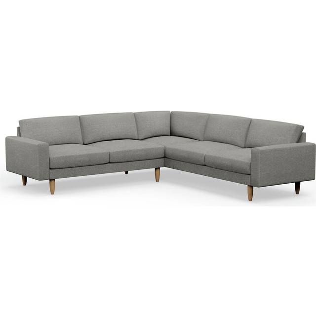 Hutch Fabric Block Arm 7 Seater Corner Sofa - Dove Grey