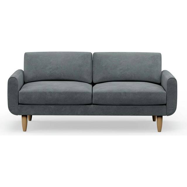 Hutch Velvet Round Arm 3 Seater Sofa - Slate Grey