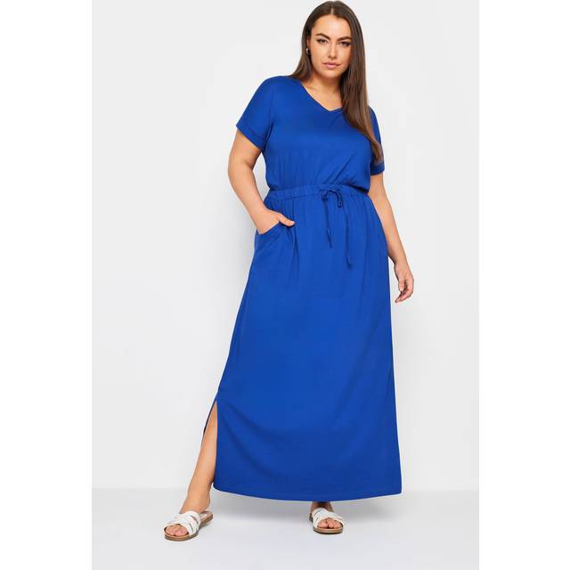 Yours Curve Cobalt Blue Tie Detail Maxi Dress, Women's Curve & Plus Size, Yours - 34-36