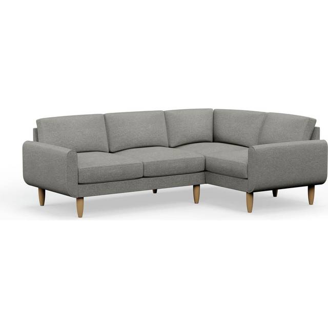 Hutch Fabric Round Arm 4 Seater Corner Sofa - Dove Grey