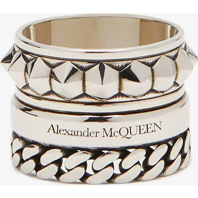 Alexander McQueen, Rings, male, Gray, 58 MM, Stylish Men's Necklace Argento