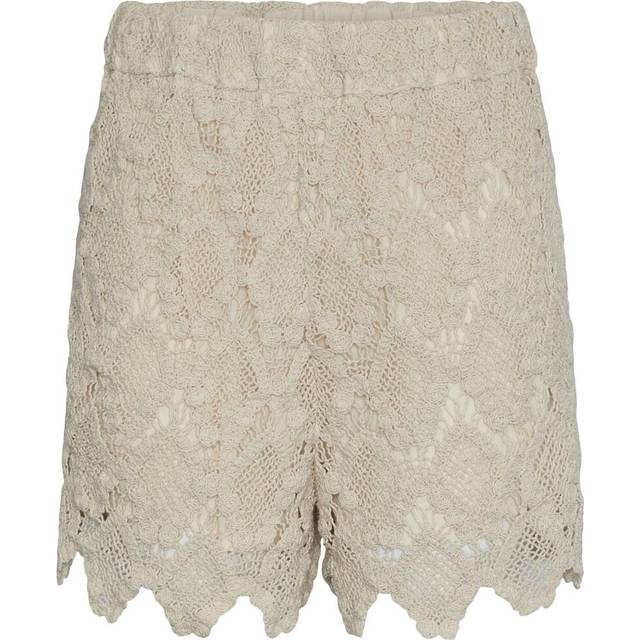YAS – Gräddvita virkade shorts för festivalen, del av set-Naturlig