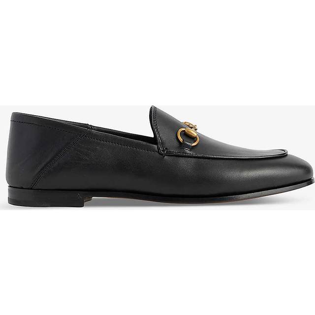 Gucci Womens Nero Brixton Round-toe Leather Loafers Eur 39 / 6 Uk Women - NERO