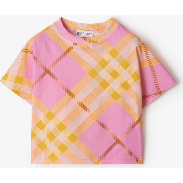 Burberry Girls Carnation Pnk Ip Chk Kids Lilia Check-print Cotton-jersey T-shirt 12 Months-2 Years Months