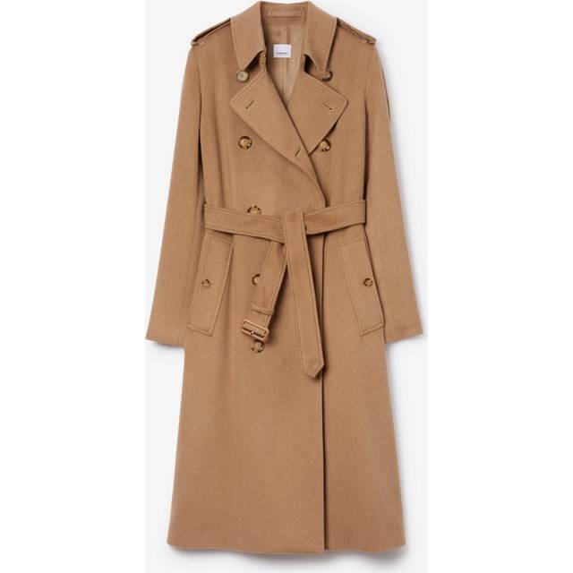 Burberry Long Cashmere Blend Kensington Trench Coat - Camel Melange - 06
