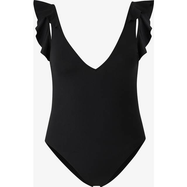Signatures Ruffled Swimsuit - Black - 16