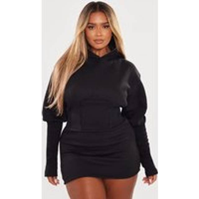 Shape Black Sweat Corset Detail Jumper Dress, Black - 10