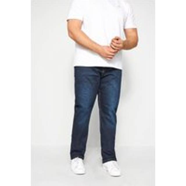 Inside Leg Size 33", Waist Size 48 Mens Kam Big & Tall Washed Indigo Blue Regular Fit Stretch Jeans Big & Tall - 33" 48