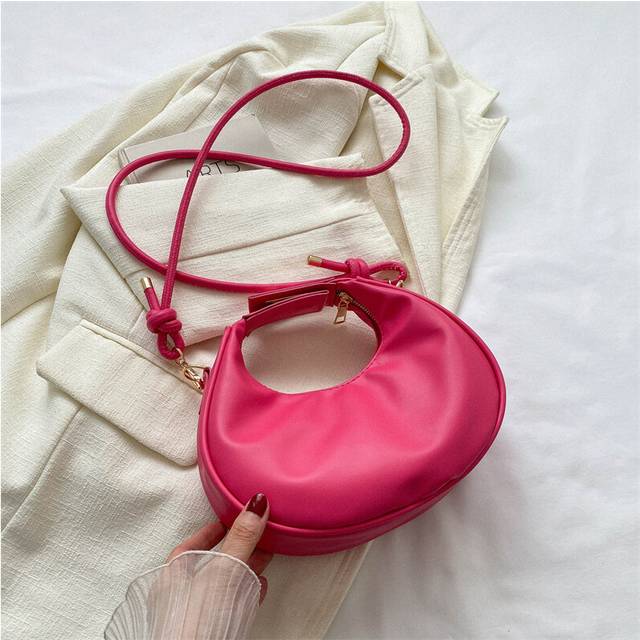 (Rose Red) Shoulder Crossbody Single Bag Fashion Casual Simple Solid Color Girls Style